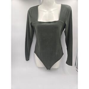 Abercrombie Soft Matte Long Sleeve Square Neck Bodysuit Medium